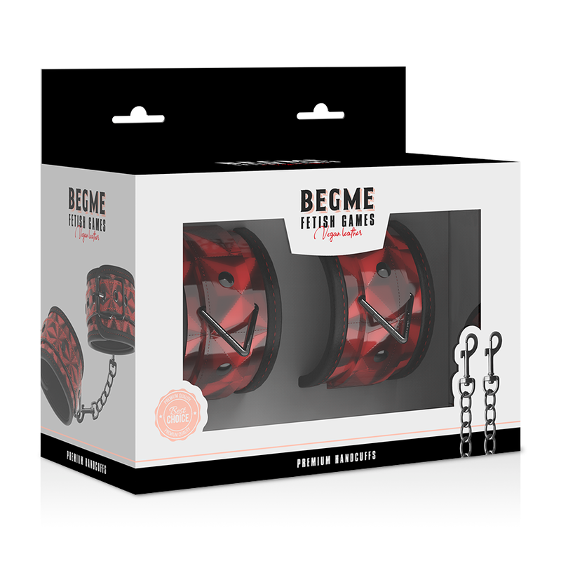 Menottes BDSM Premium Édition Rouge Néoprène - Begme - Begme Fetish Games