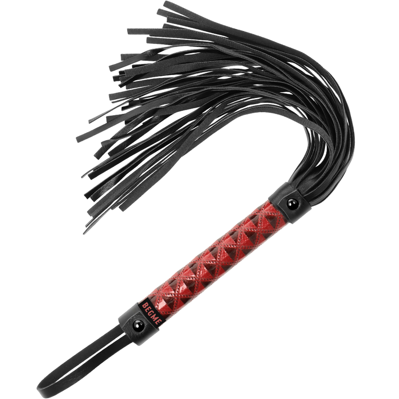 Begme - Fouet BDSM en cuir Végan - Rouge / Noir