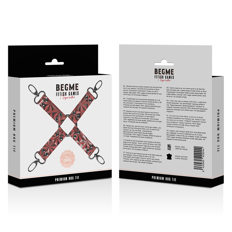 Begme – Connecteur Hogtie en X cuir végan - Rouge
