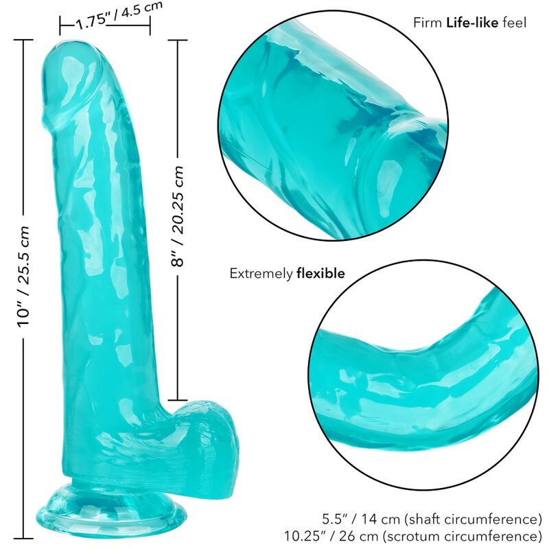 Gode Ventouse Size Queen Bleu Translucide 20cm - CalExotics