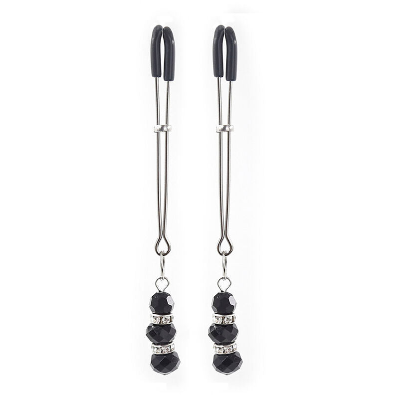 Ohmama Fetish – Pincettes à tétons avec pierre de cristal noir