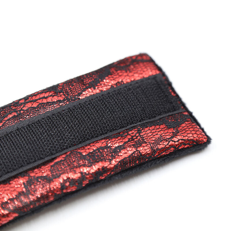 Menottes en velours avec ruban nylon rouge et noir - Ohmama - OHMAMA FETISH