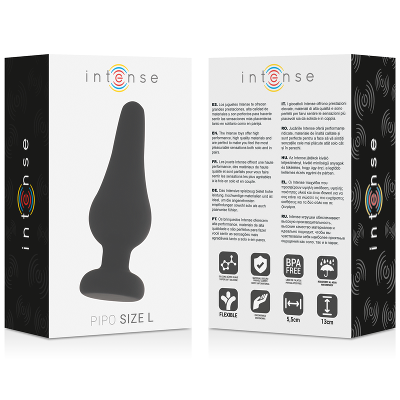 Plug Anal Pipo Taille L Noir 13cm - Intense