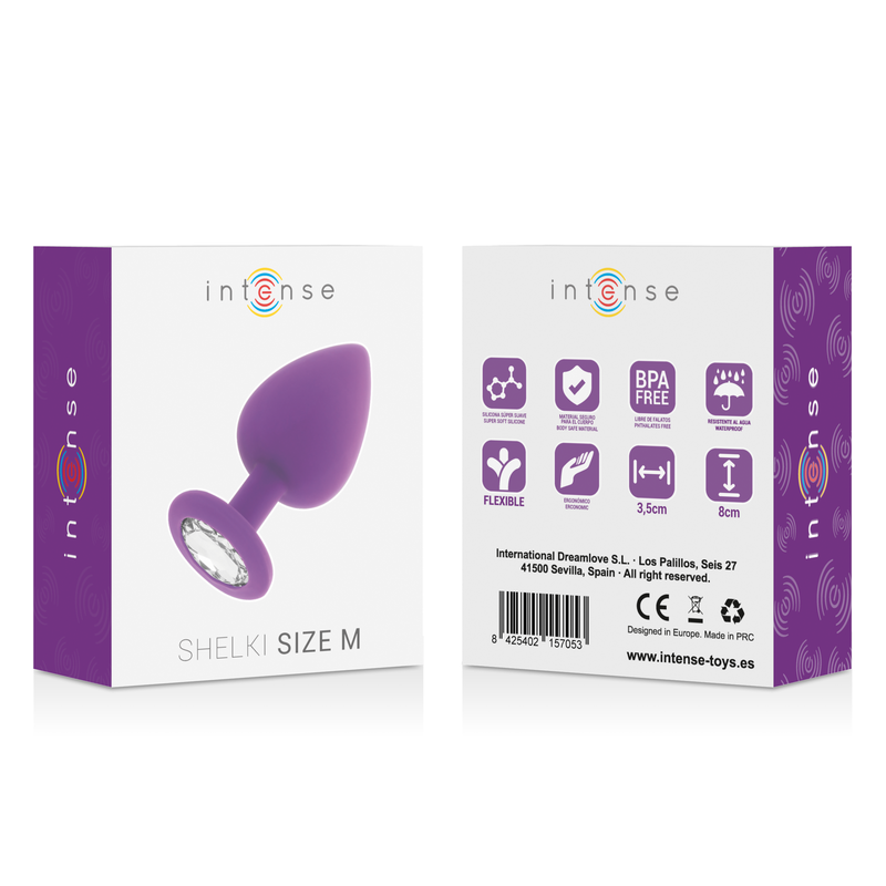 Plug Anal Intense Silicone Strass Lilas Taille M - Waterfeel