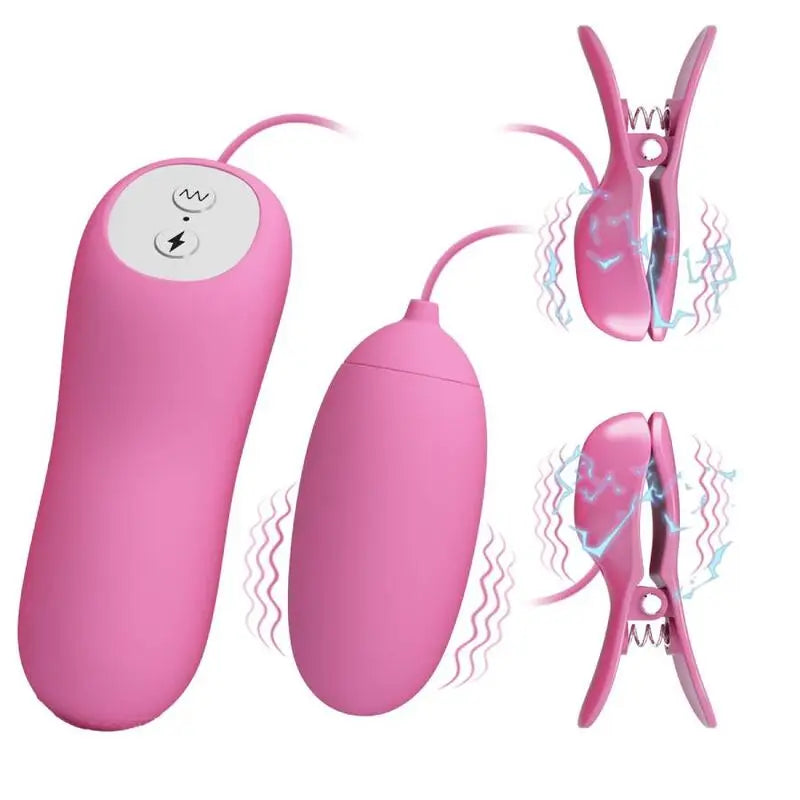 Pinces Tétons Vibrantes Électrostimulantes Rose - Pretty Love