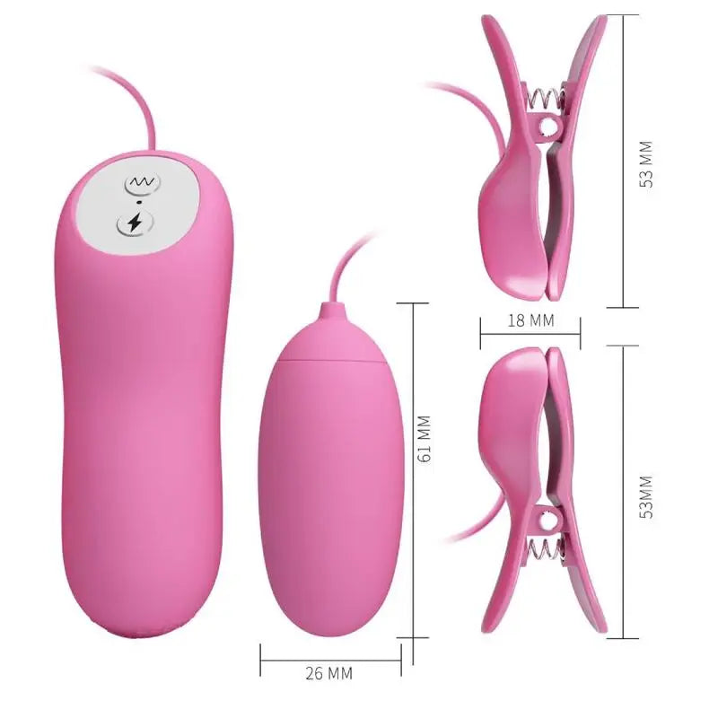 Pinces Tétons Vibrantes Électrostimulantes Rose - Pretty Love