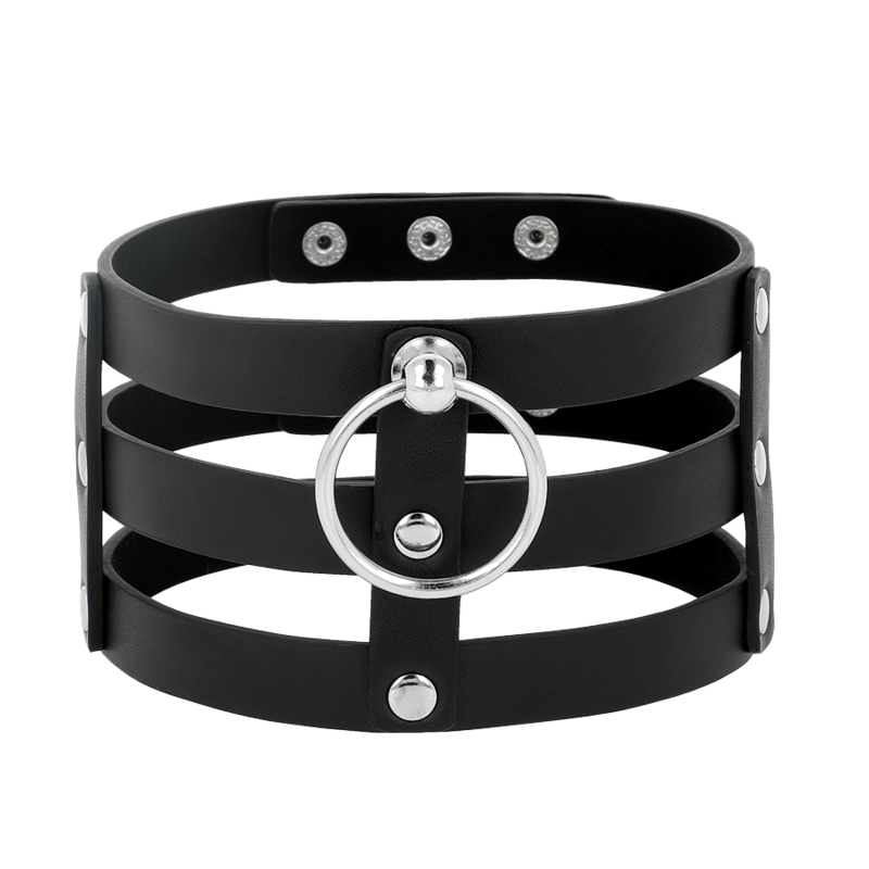 Collier BDSM Ras de Cou Cuir Végan Noir - Coquette Chic