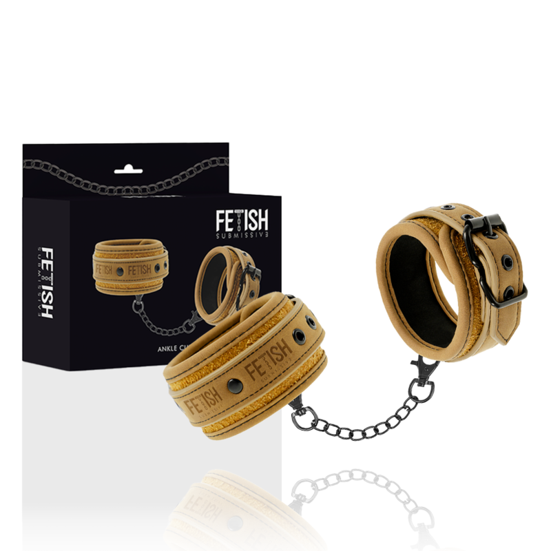 Fetish Submissive – Menottes de cheville BDSM en cuir synthétique Beige