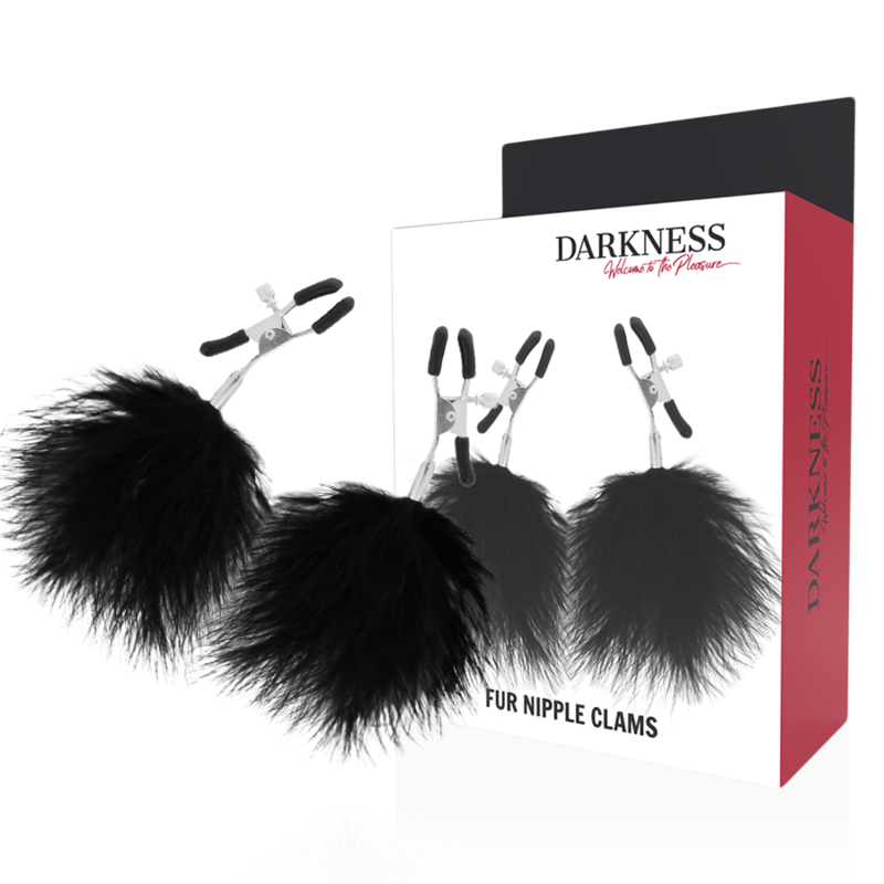 Darkness – Pinces à tétons réglable avec Pompom Noir