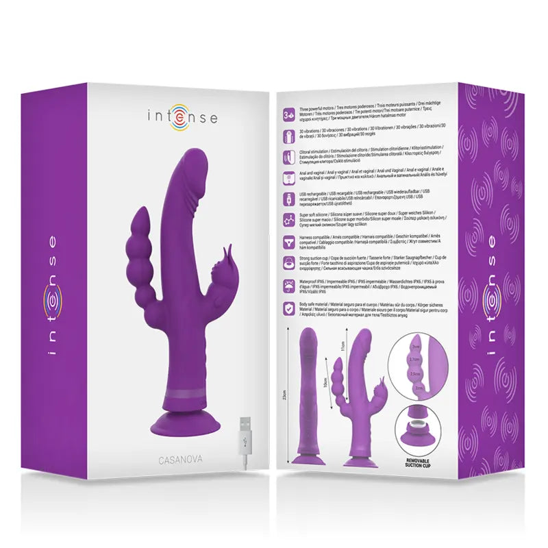 Vibromasseur Rabbit Casanova Triple Moteur Violet - Intense