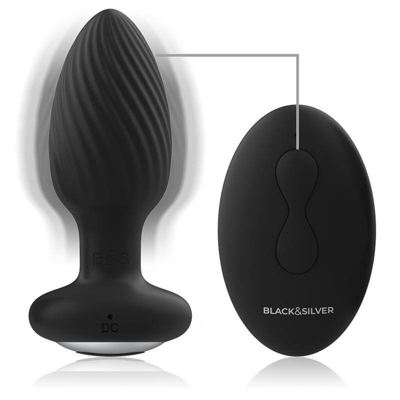 BLACK&SILVER - Plug Anal Vibrant en silicone avec télécommande - Noir