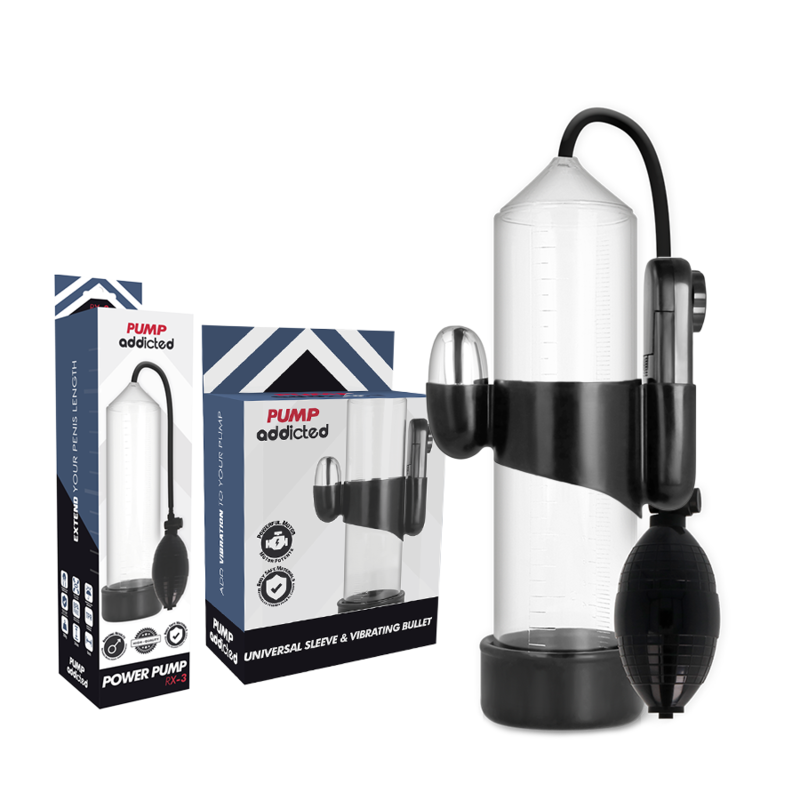 Pompe à pénis vibrante Rx3 transparente - Pump Addicted - PUMP ADDICTED