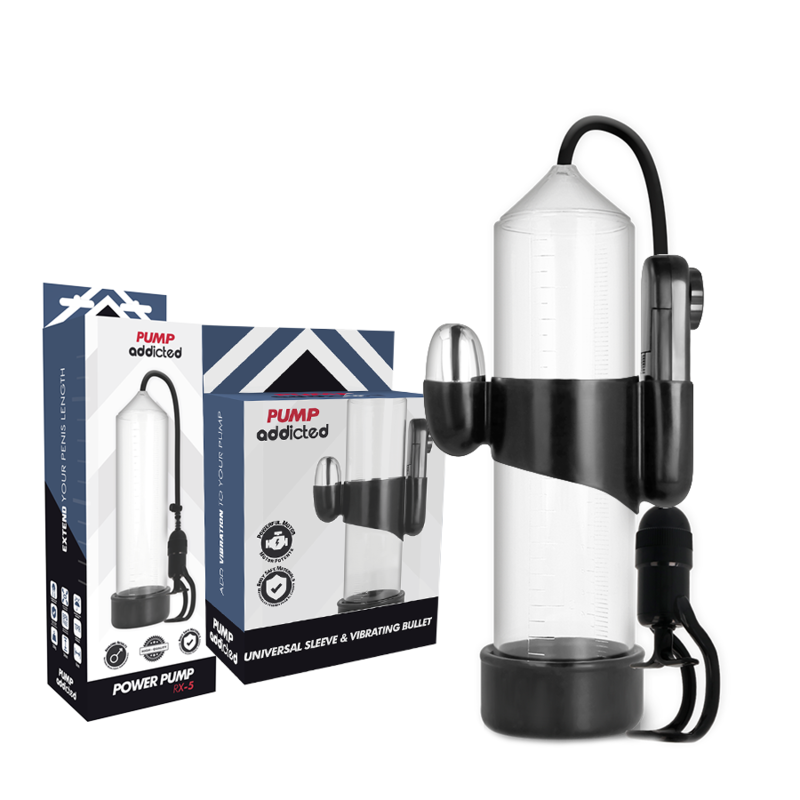 Pompe à pénis vibrante Rx5 transparente - Pump Addicted - PUMP ADDICTED