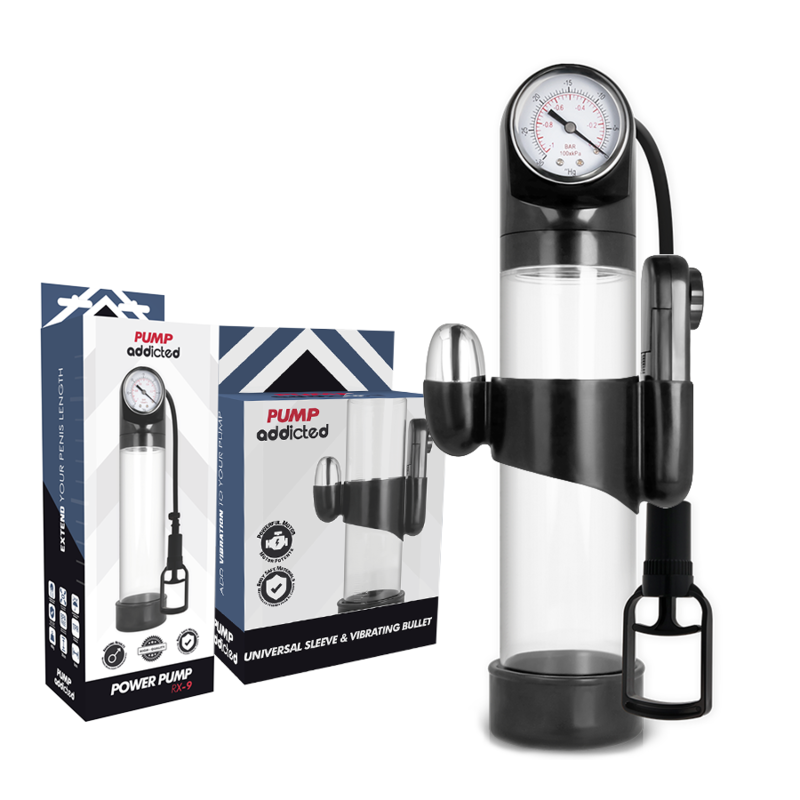 Pompe à pénis vibrante RX9 transparente - Pump Addicted - PUMP ADDICTED