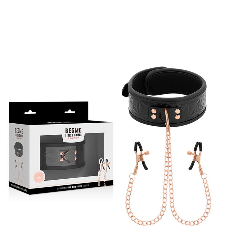 Begme – Collier cou avec Pinces à tétons réglables avec chaîne or
