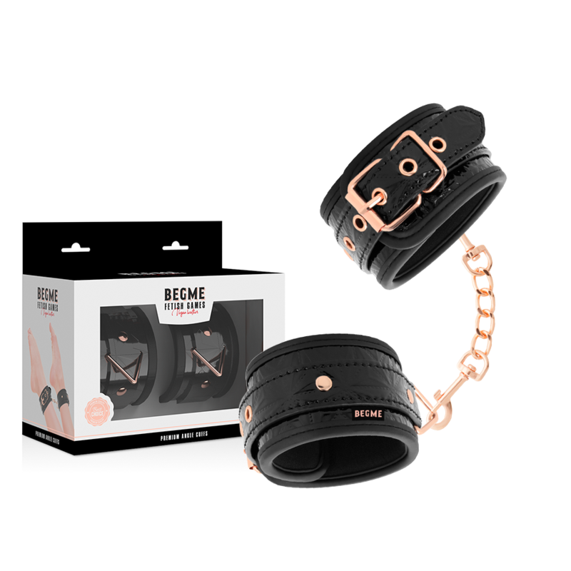 Menottes Chevilles Black Edition Premium Cuir Vegan - BEGME - Begme Fetish Games