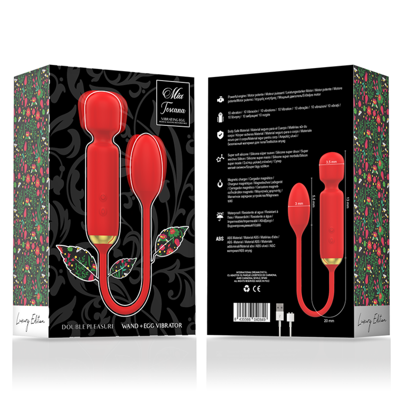MIA - Masseur Wand avec oeuf vibrant pour double plaisir - Rouge