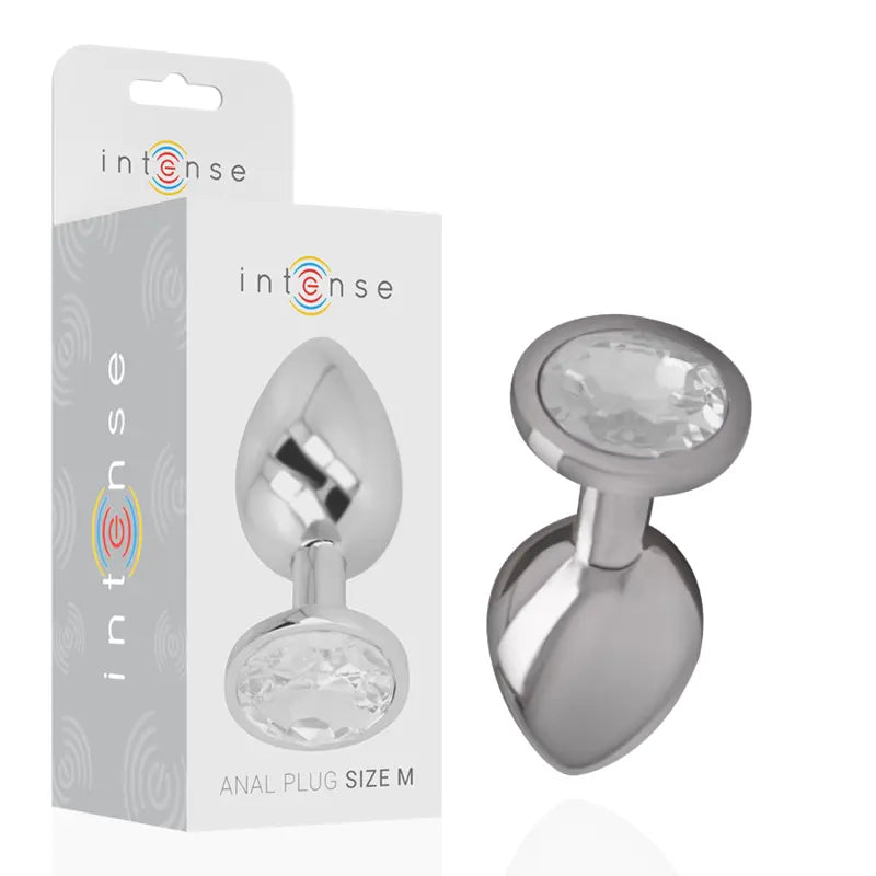 Plug Anal Métal Cristal Diamant Argent Taille M - Intense