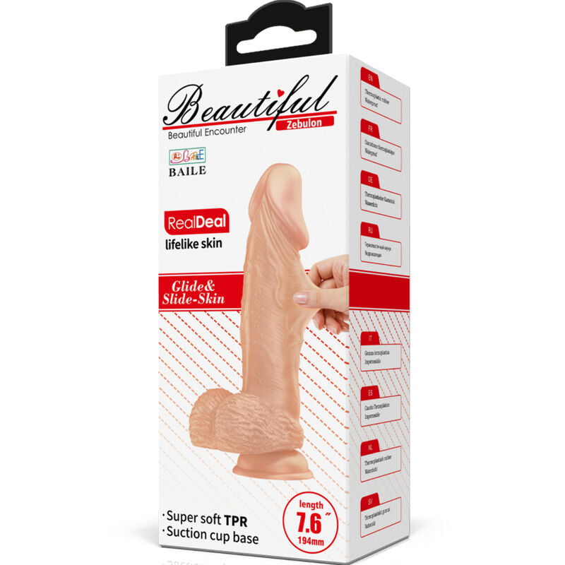 Baile - Gode Ultra Réaliste avec ventouse Effet Peau - 19,4 cm