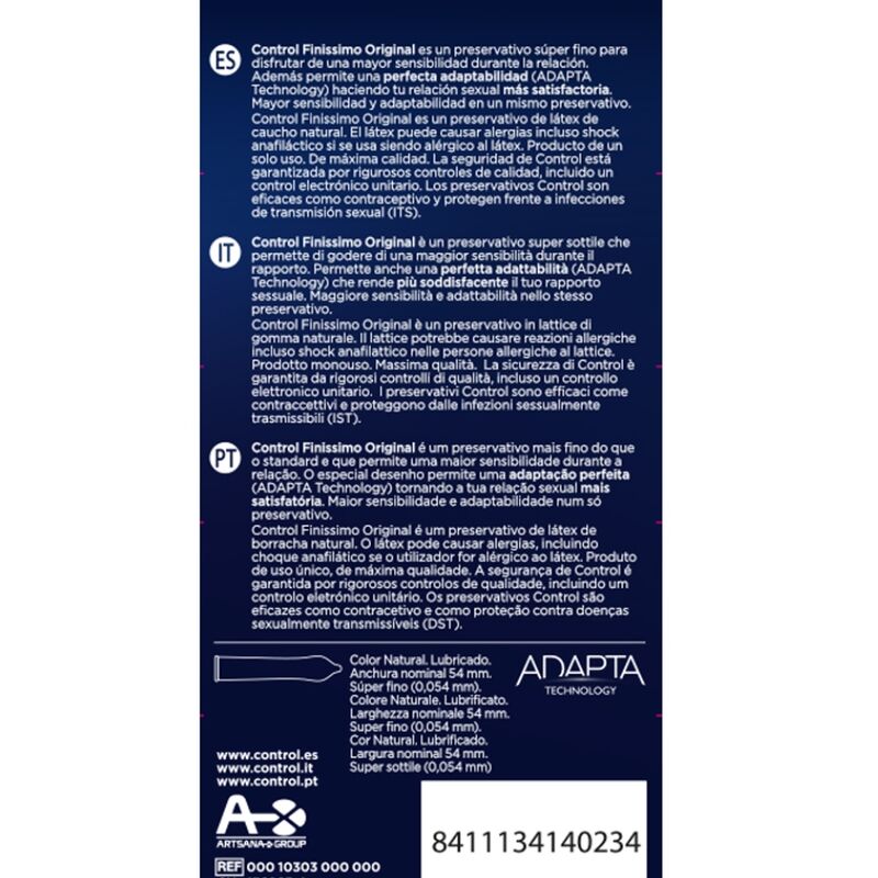 Préservatifs Control Finissimo Original 6 Unités - Control - CONTROL CONDOMS