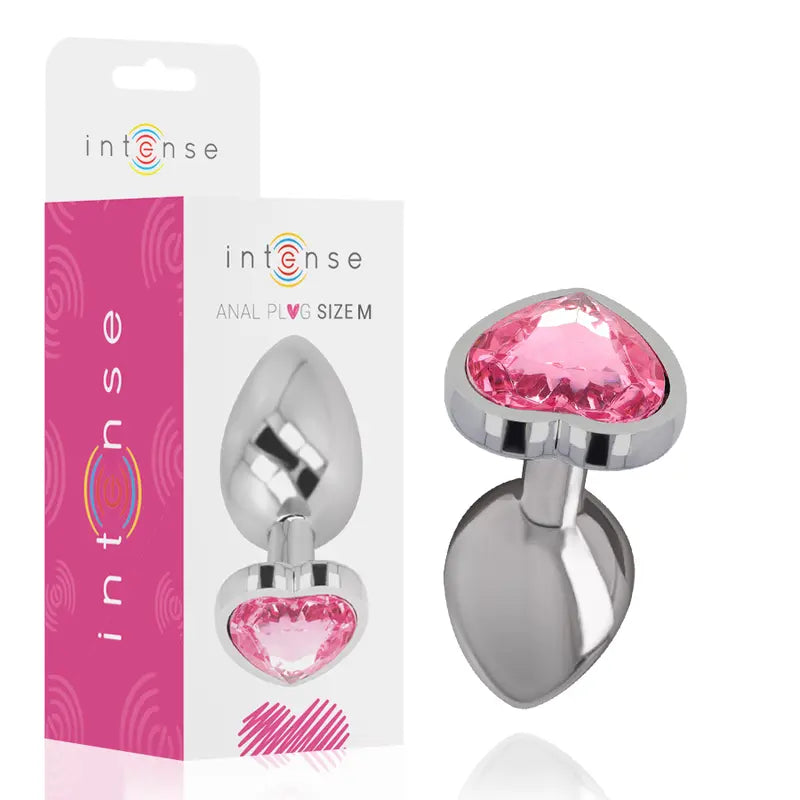Plug Anal Métal Cœur Diamond Jewel Rose Taille M - Intense