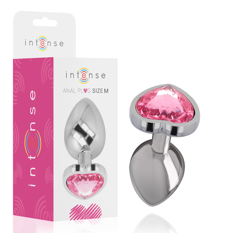 Plug Anal Métal Cœur Diamond Jewel Rose Taille M - Intense