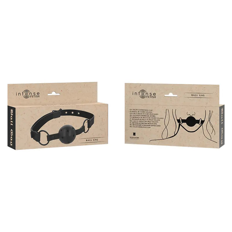 Muselière Bâillon-Balle en Cuir Végétalien - Intense Fetish