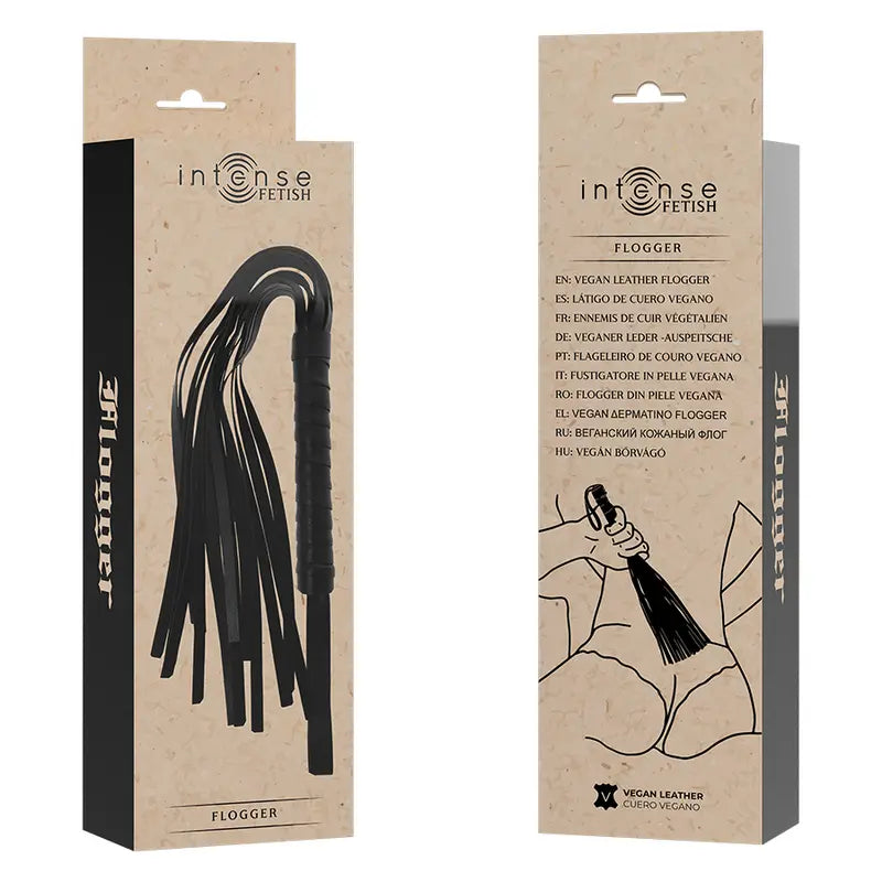 Martinet Noir en Cuir Végan avec Lanière - Intense Fetish