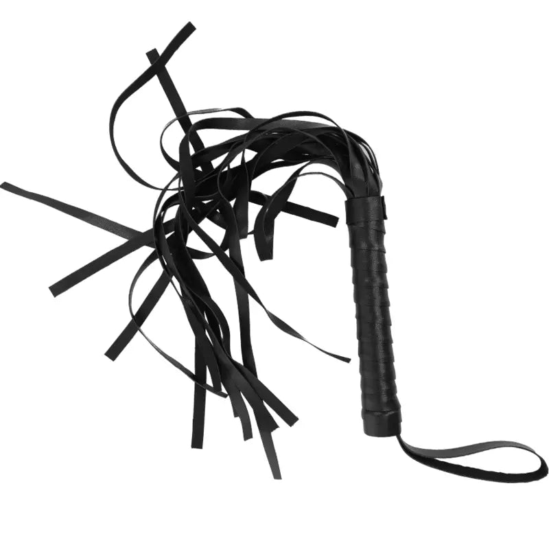 Martinet Noir en Cuir Végan avec Lanière - Intense Fetish