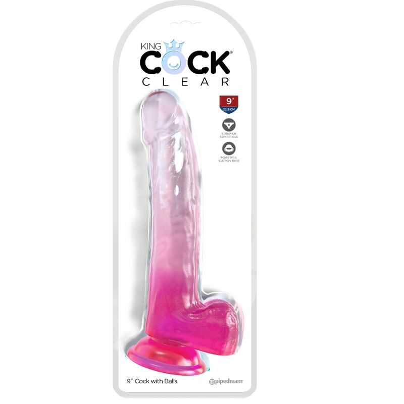 Gode Réaliste King Cock Clear Translucide Rose 20.3cm - Pipedream