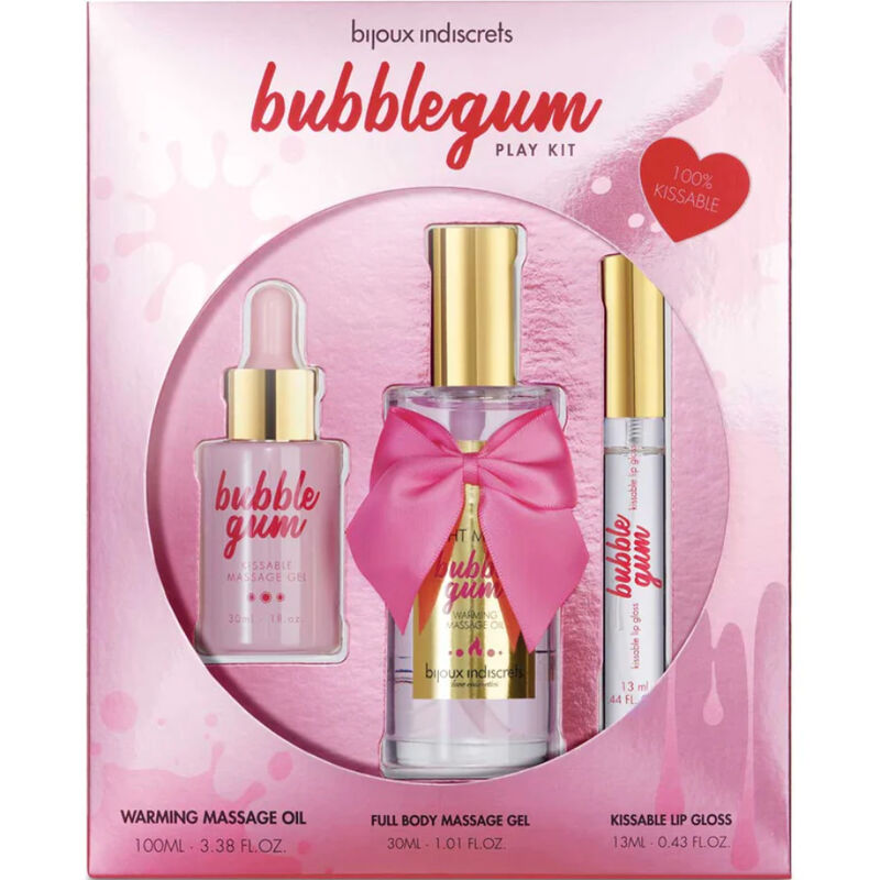 Bijoux Indiscrets - Kit de Jeu Bubblegum avec Huile Gel et Gloss à Lèvres