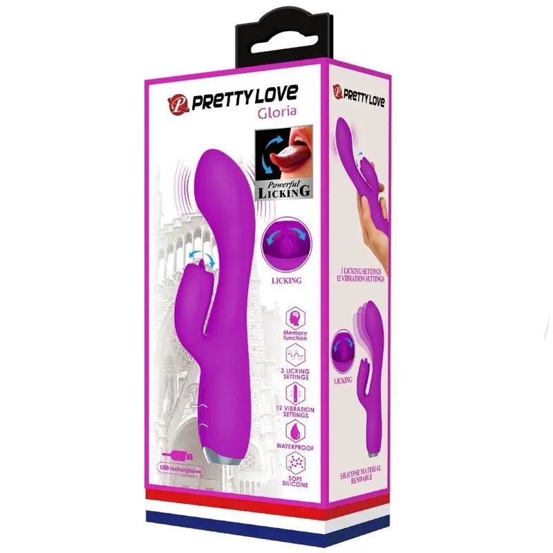 Vibrateur Lapin Rechargeable Gloria Imperméable Violet - Pretty Love