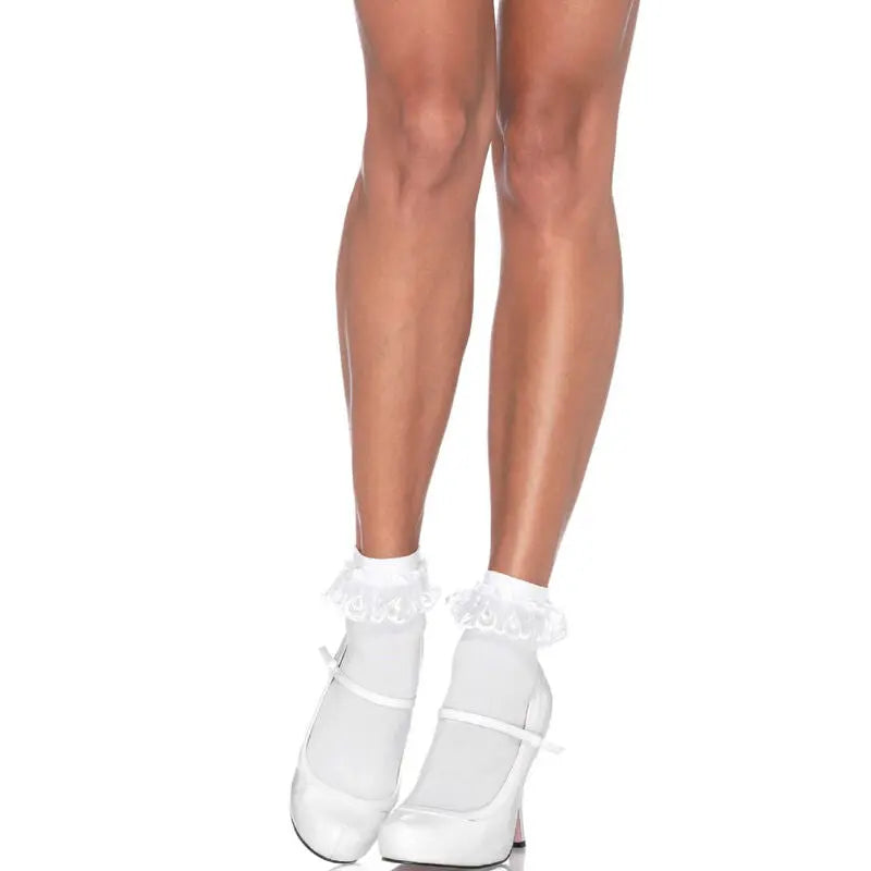 Chaussettes Volants Dentelle Blanche Taille Unique - Leg Avenue