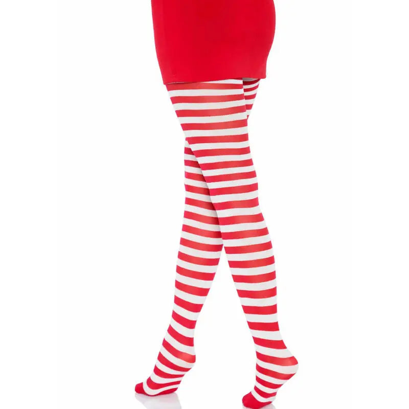 Collants Rayures Blanc Rouge Taille Unique - Leg Avenue