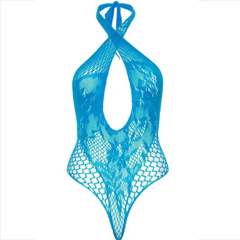 Teddy Licol Dentelle et Résille Bleu - Leg Avenue