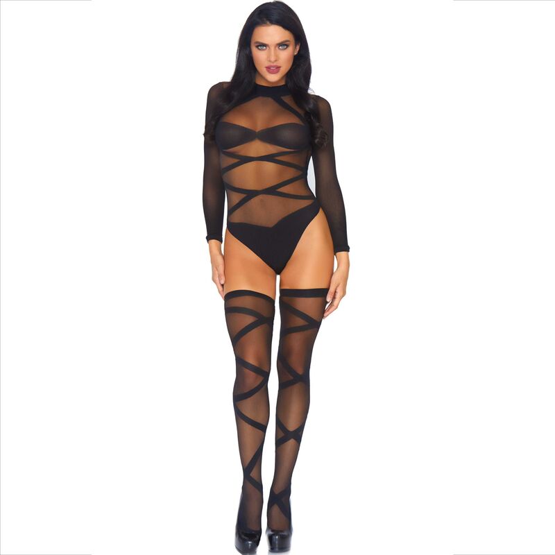 Body Cache-Coeur Transparent 2 Pièces avec Bas Cuissards - Leg Avenue