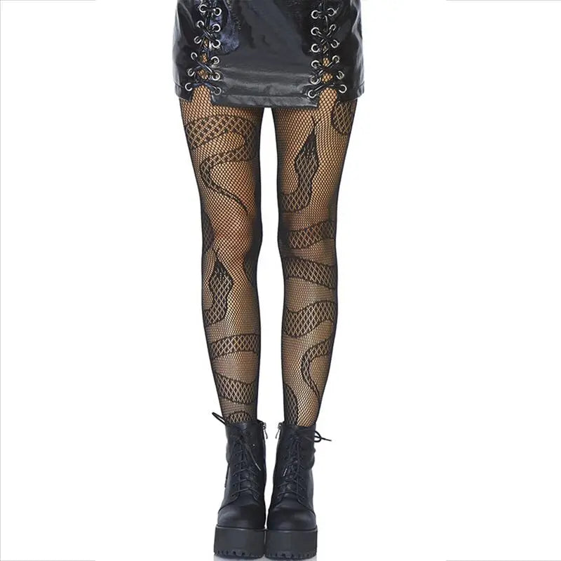 Collants Résille Motif Serpent Noir Taille Unique - Leg Avenue