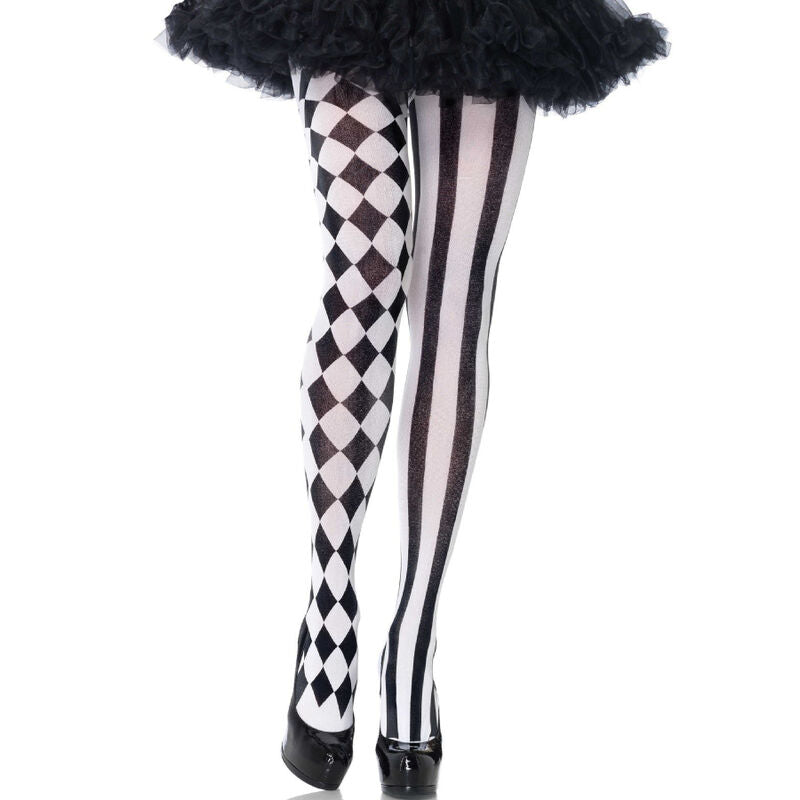 Collants Arlequin Noir/Blanc Taille Unique - Leg Avenue