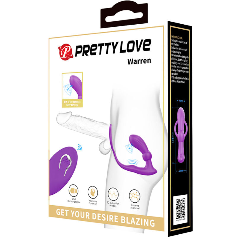 Anneau Pénien Warren Vibrant avec Plug Anal Violet - Pretty Love - PRETTY LOVE BOTTOM