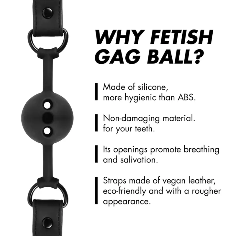 Bâillon Boule Silicone Respirant Noir - Fetish Submissive - FETISH SUBMISSIVE BONDAGE