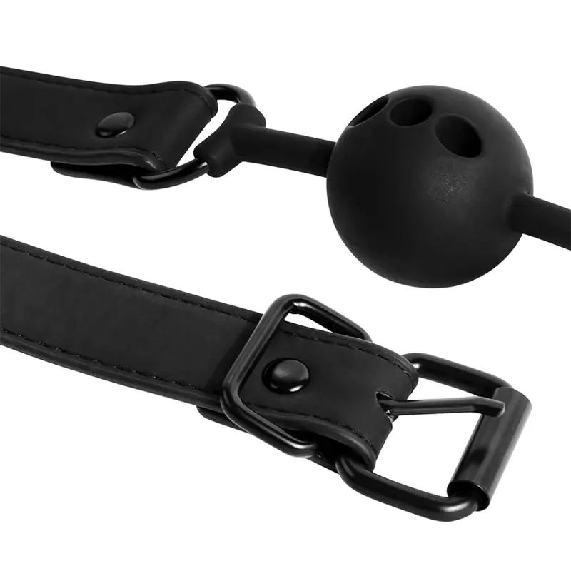 Bâillon Boule Silicone Respirant Noir - Fetish Submissive - FETISH SUBMISSIVE BONDAGE