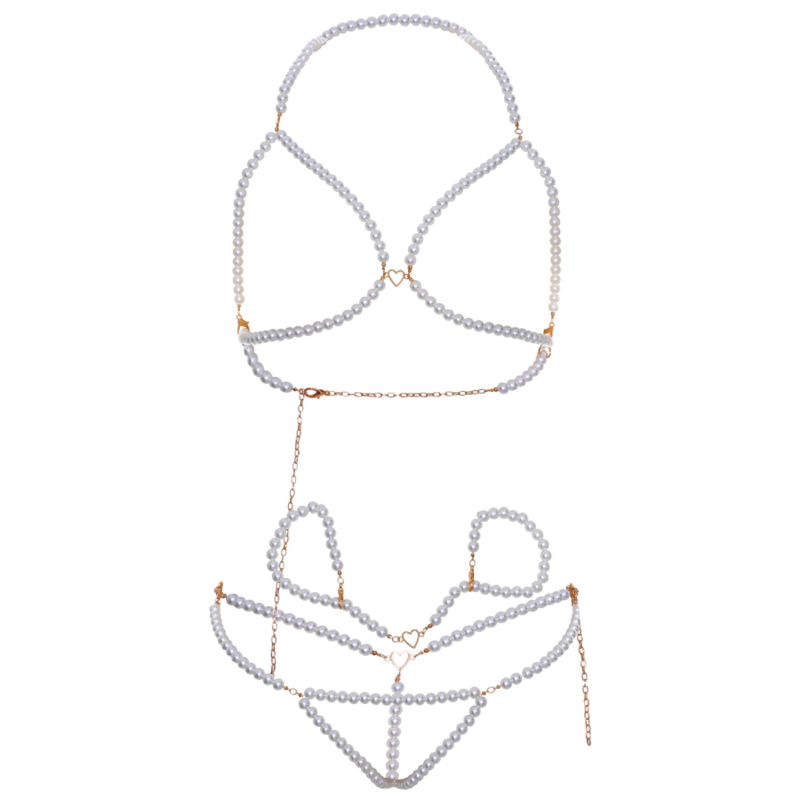 Ensemble Lingerie 3 Pièces Perles Nacrées - Leg Avenue