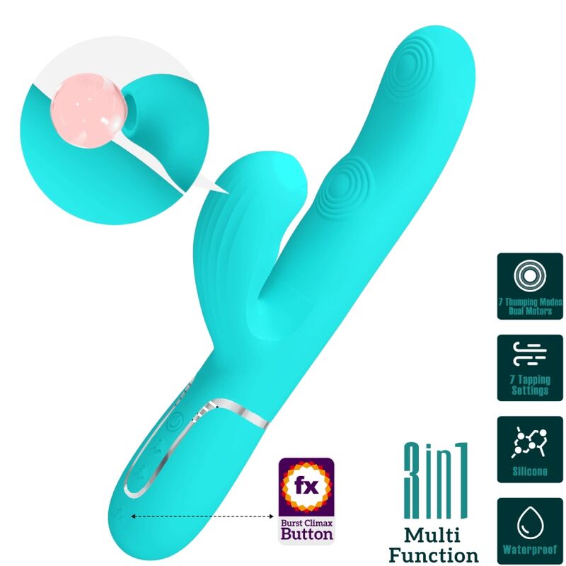 Vibromasseur Rabbit Pretty Love Point G et Clitoris Bleu