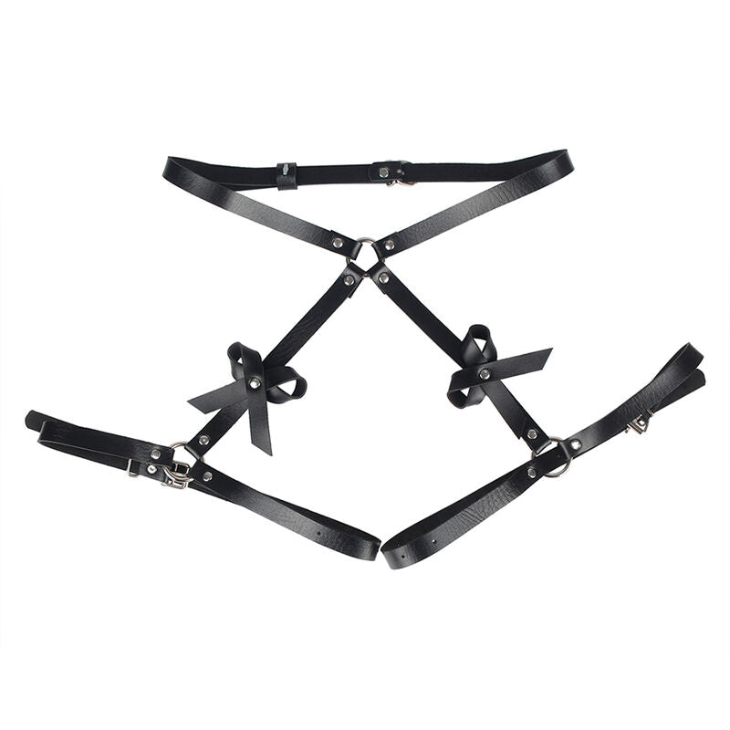 Harnais taille et jambes en cuir noir taille unique - Subblime - SUBBLIME FETISH