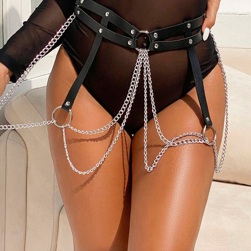 Ceinture Chaîne Cuir Noir Taille Unique - Subblime - SUBBLIME FETISH