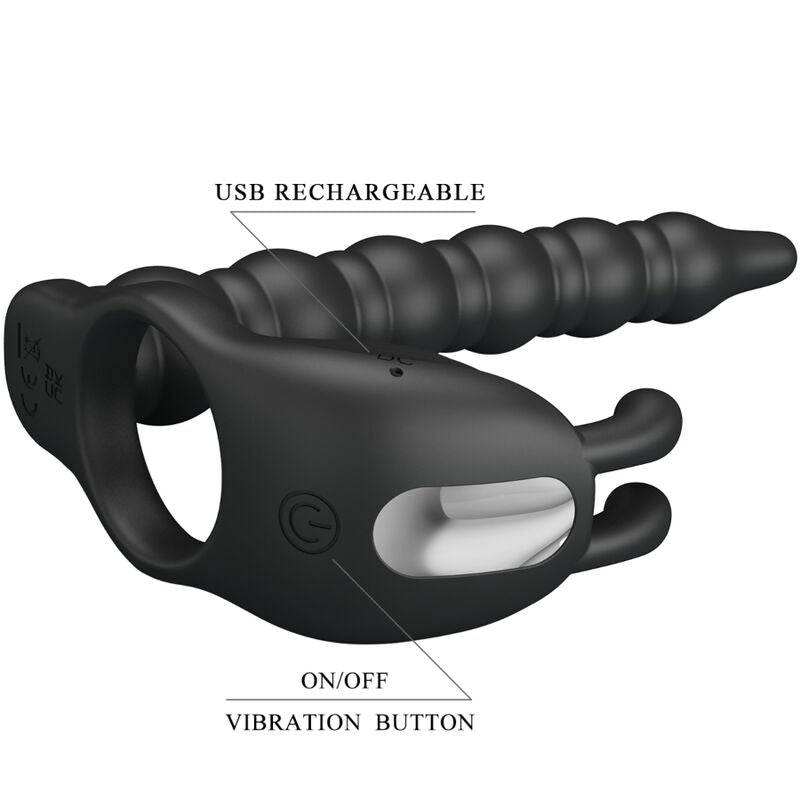 Anneau Pénien Vibrant Blackney avec Plug Prostate - Pretty Love - PRETTY LOVE