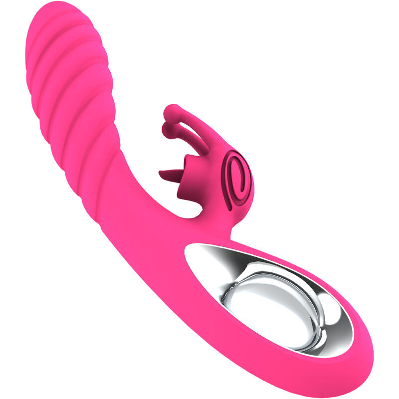 Armony - vibrateur vicky rabbit avec langue anneau de tirage fuchsia