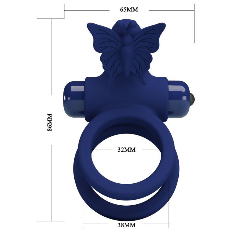 Anneau Vibrant Double Jamele Papillon Bleu - Pretty Love