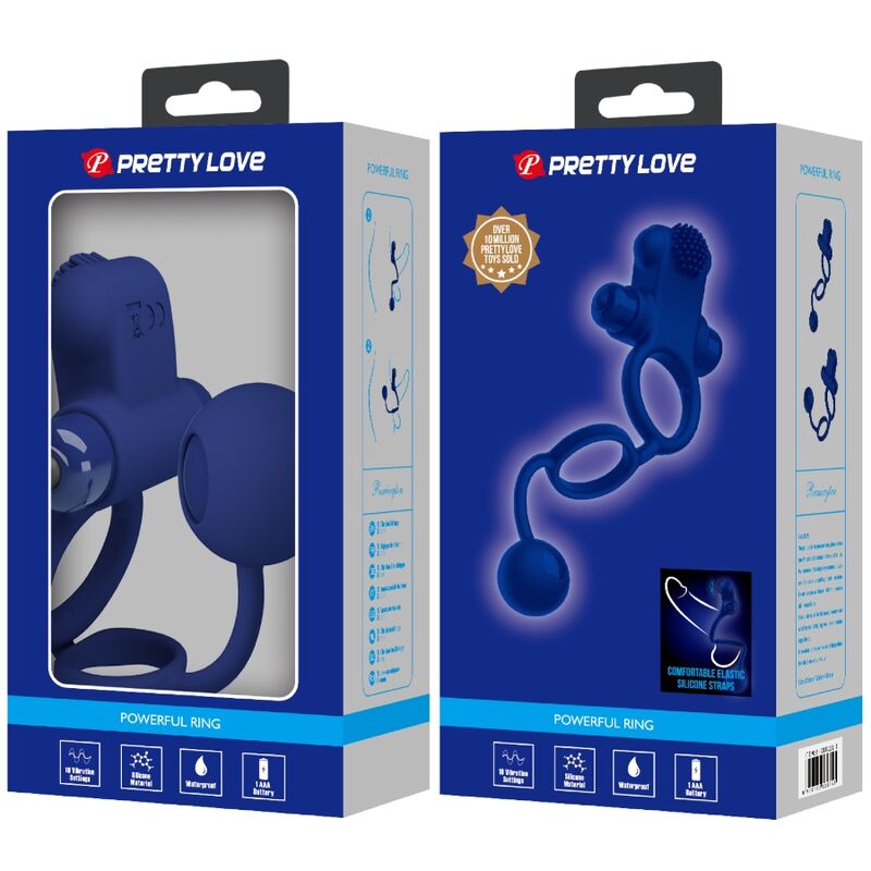 Anneau Pénien Vibrant Remington Double Stimulation Bleu - Pretty Love