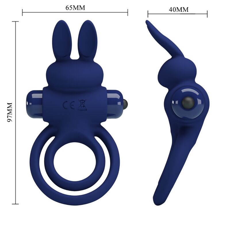 Anneau Pénien Vibrant Darey Double Lapin Bleu - Pretty Love